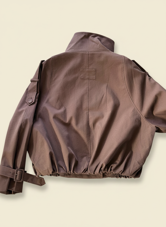 Cropped Trench-Jacke in Braun