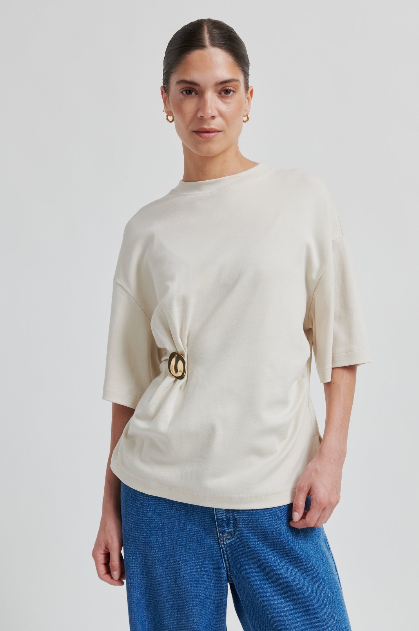 Shirt mit Schmuckdetail Soft Beige