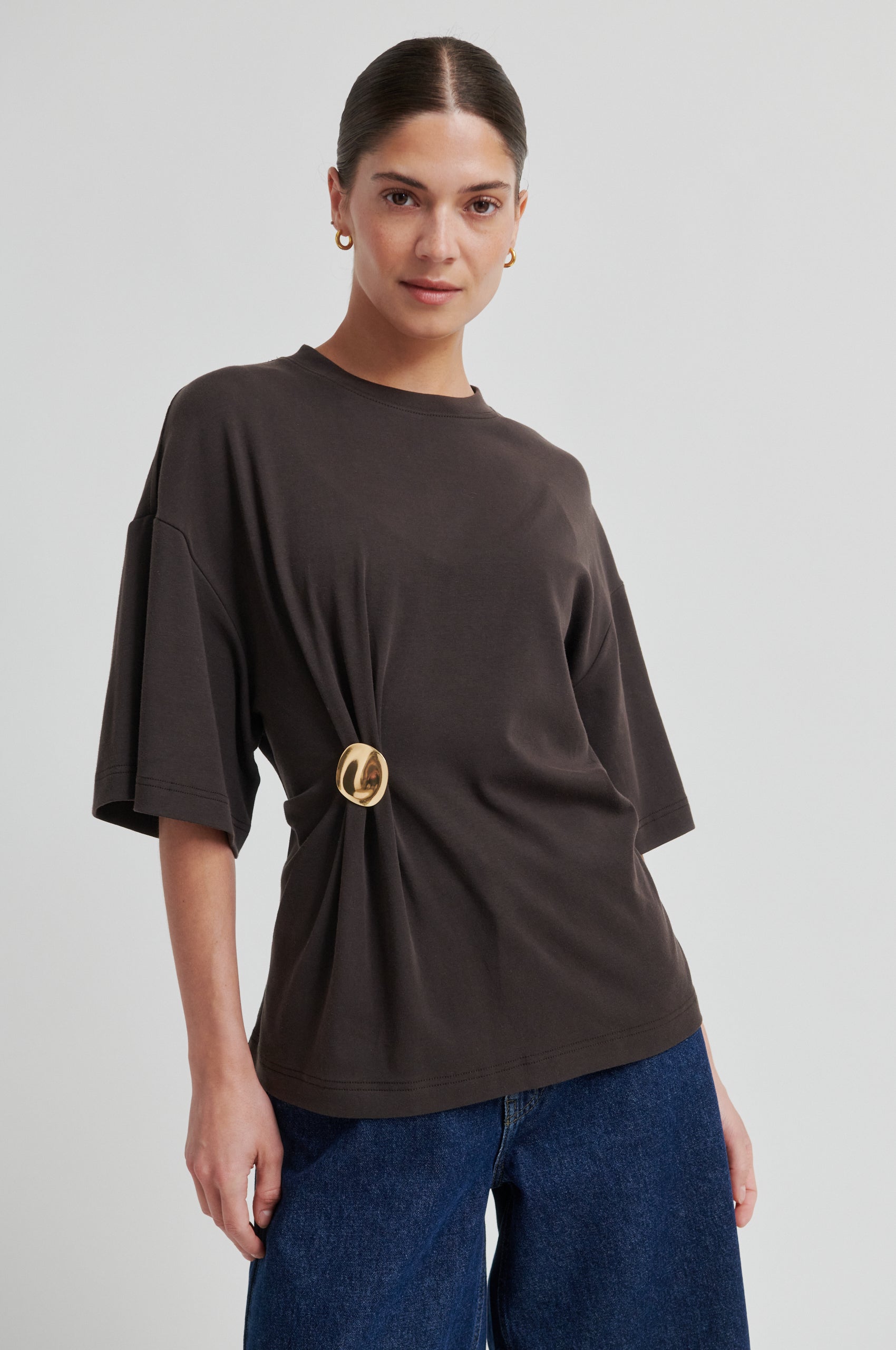 Shirt mit Schmuckdetail Chocolate Brown