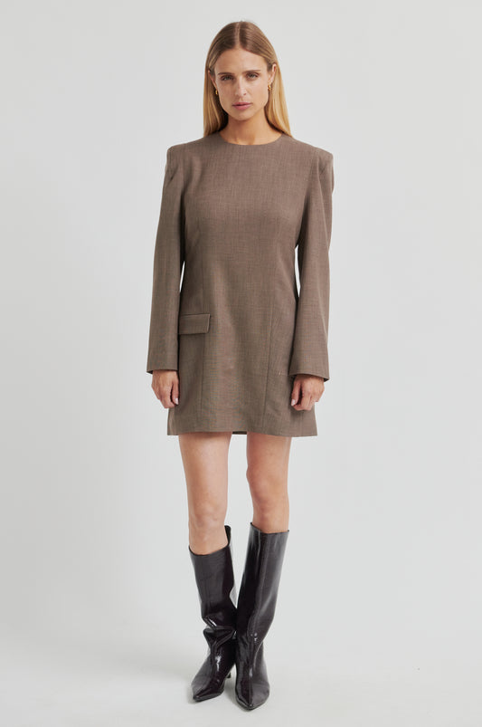Kleid mit klarer Silhouette in Taupe