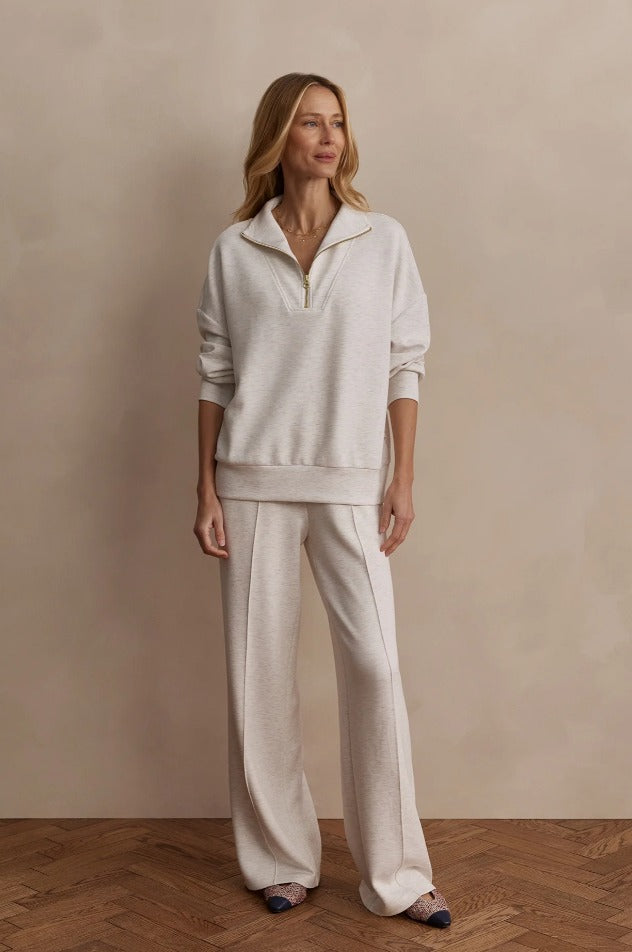 Sweatshirt mit Stehkragen in Elfenbein meliert Detailansicht