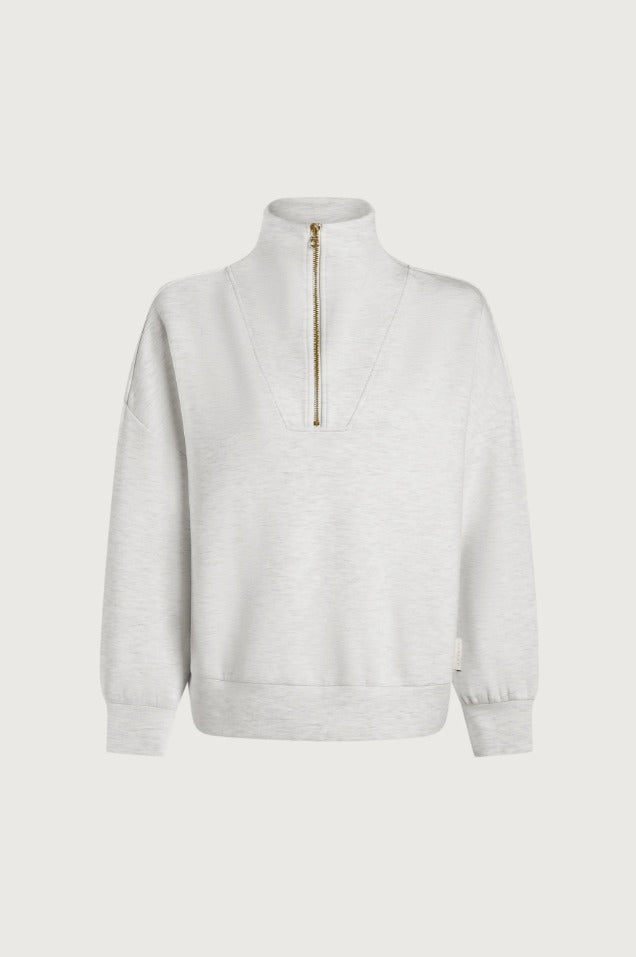Sweatshirt mit Stehkragen in Elfenbein meliert